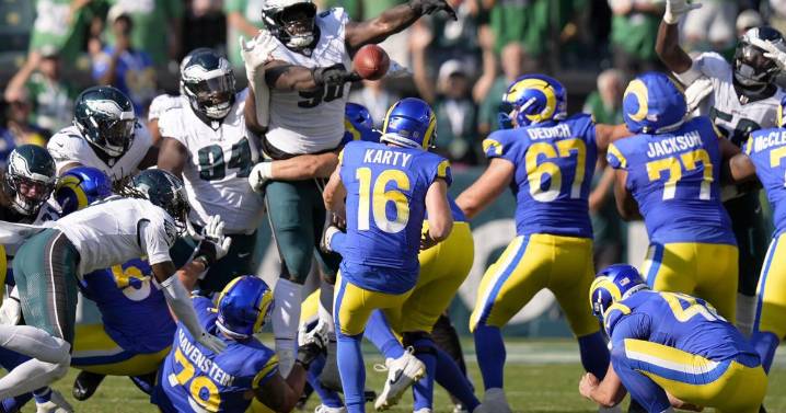Rams build big lead over Eagles, then blow it — with kicker Joshua Karty a big part of both