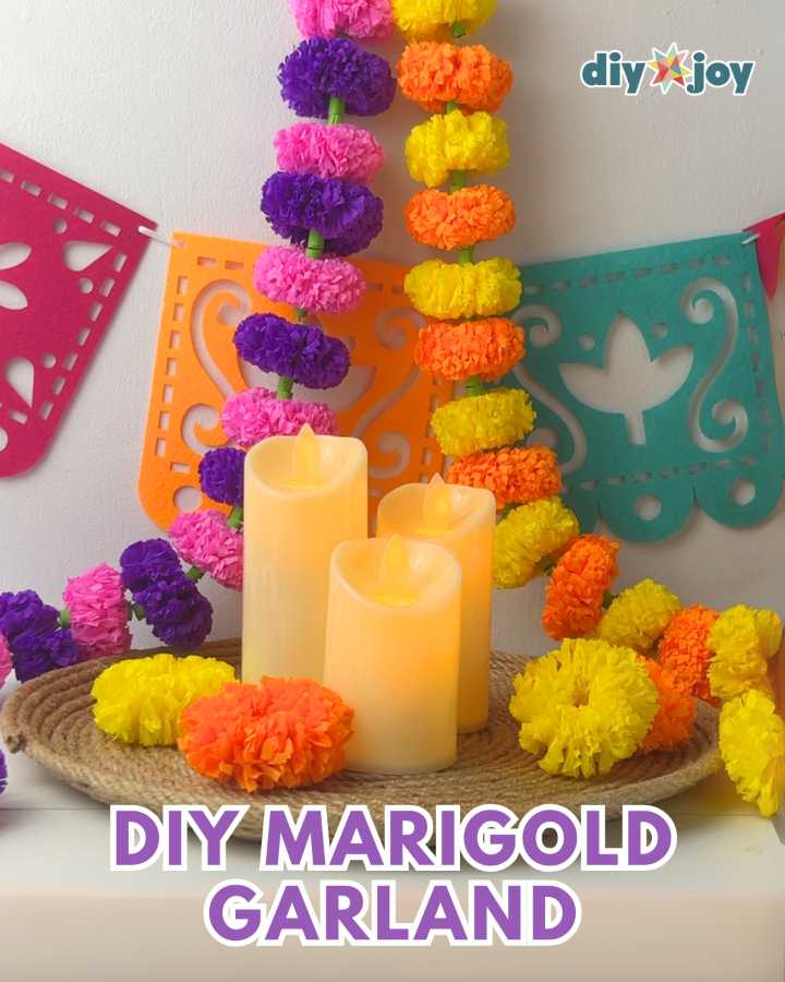 Marigold Garland Using Crepe Paper Streamers