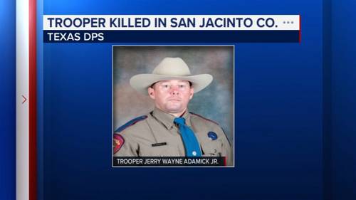 Highway Patrol Trooper Jerry Wayne Adamick Jr. killed in car crash on FM 945 South in San Jacinto County, Texas DPS says