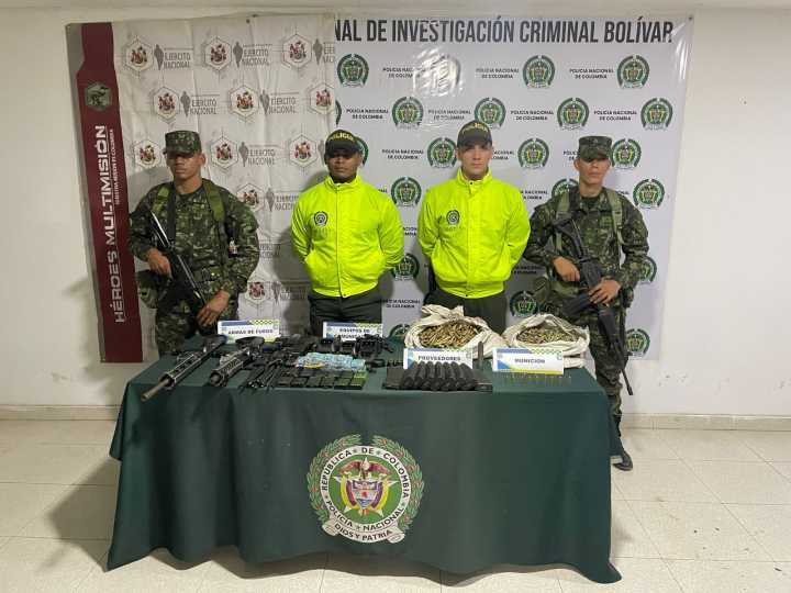 Policía y Ejército logran el hallazgo de material de guerra en el sur de Bolívar