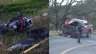 César y Marisol salen proyectados tras chocar su moto contra camioneta; él murió, ella está grave