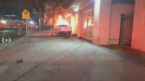 7 injured in fiery downtown Los Angeles crash; suspected DUI driver in custody