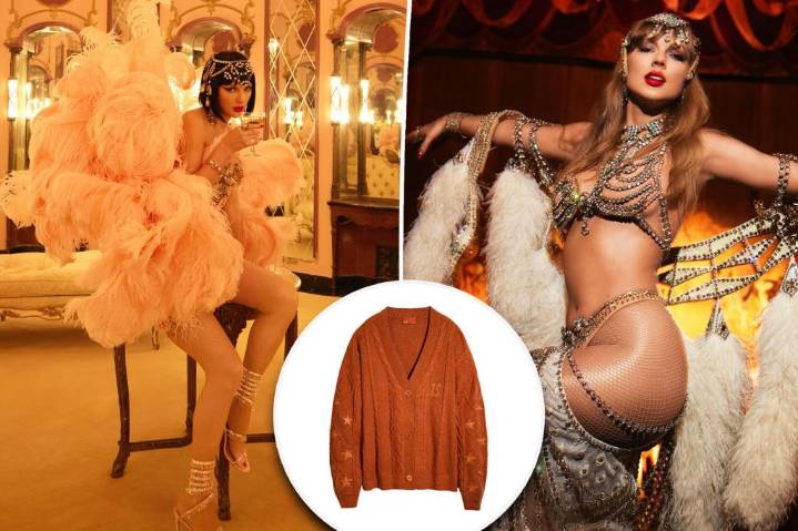 Taylor Swift drops sparkly orange cardigans for 'The Life of a Showgirl'