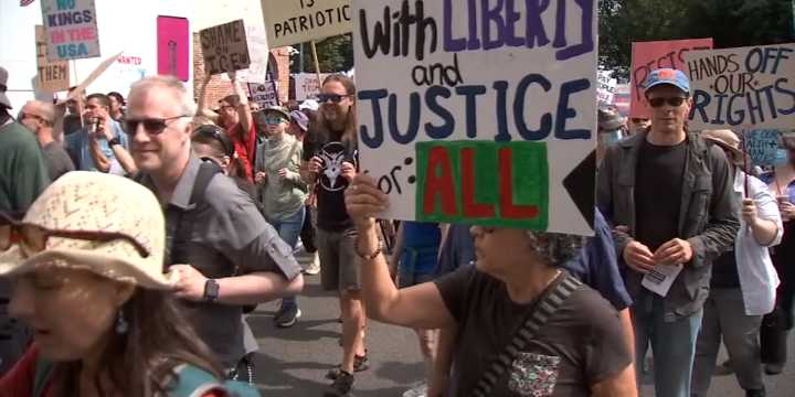 Protestors hold multiple marches, rallies across the Portland metro on Labor Day