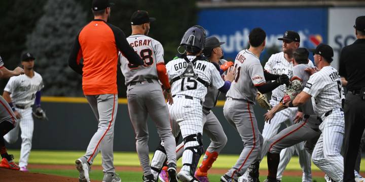 Giants, Rockies benches clear after Rafael Devers home run