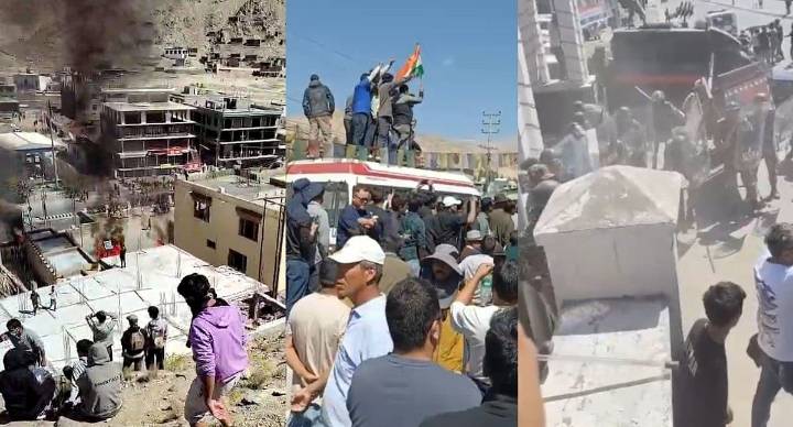 Ladakh statehood protests: Youth torch vehicle outside BJP office, clash with police in Leh
