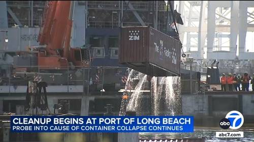 Cleanup begins at Port of Long Beach after dozens of containers fall into water