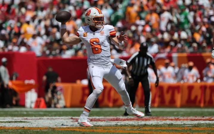 Bucs’ Baker Mayfield, Chris Godwin, Tristan Wirfs active vs. Eagles