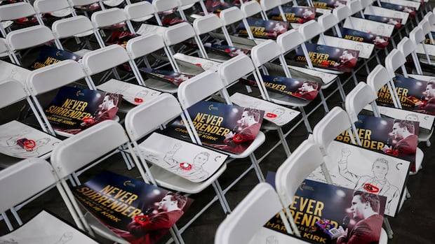 Thousands dressed in red, white and blue flock to stadium ahead of Charlie Kirk funeral in Arizona