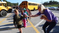 School is open in Poughkeepsie. See elementary school students arrive