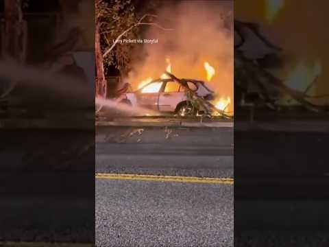 WATCH: Army football player rescues victim from burning car #shorts #viral #carcrash #caraccident