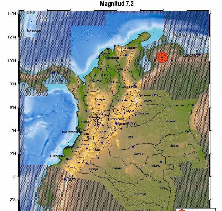 Urgente: Fuerte temblor de magnitud 7.2, otra vez con epicentro en Venezuela, sacudió la tierra en Colombia durante la noche del miércoles