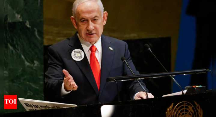 ‘You will see why we fight’: QR code on Netanyahu’s lapel links to October 7 footage at UN; claims hostages ‘not forgotten’