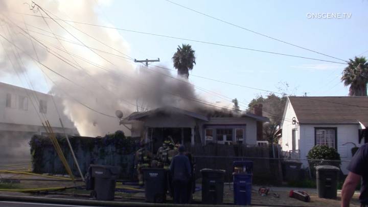 Fire damages home in National City, two cats rescued