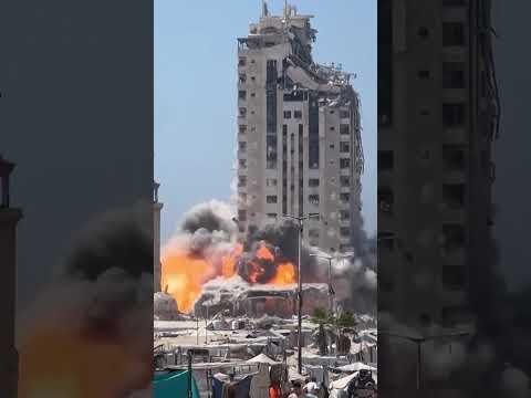 Israeli Military Destroys Gaza High-Rise in Strike Claiming it was Used for Hamas #shorts