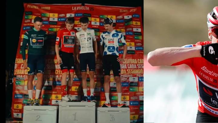Jonas Vingegaard no se quedó sin celebrar su título en la Vuelta a España: los ciclistas improvisaron la ceremonia del podio en un parqueadero