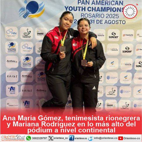 Ana María Gómez, tenimesista rionegrera y Mariana Rodríguez en lo más alto del pódium a nivel continental