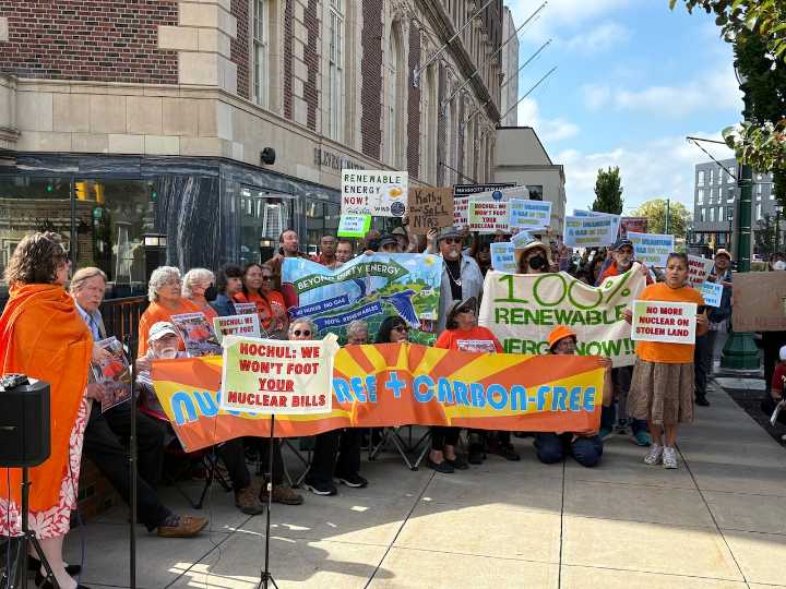 Protesters in Syracuse call on Hochul to drop push for more nuclear power in NY
