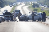 Chocan 3 vehículos en puente de la carretera Mérida