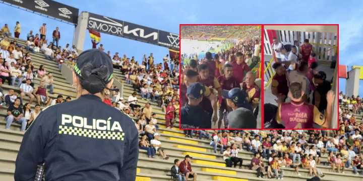 Pelea de hinchas del Tolima y el Medellín en el estadio de Ibagué