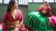 Raashii Khanna Stuns In Plunging Hot Pink Choli & Green Lehenga For Telusu Kada Promotions