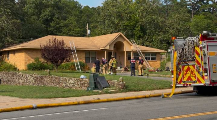 Little Rock Fire Department battles house fire near War Memorial Stadium