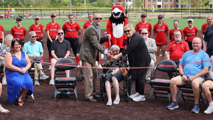 Lake Michigan College dedicates softball field to women's athletic program founder