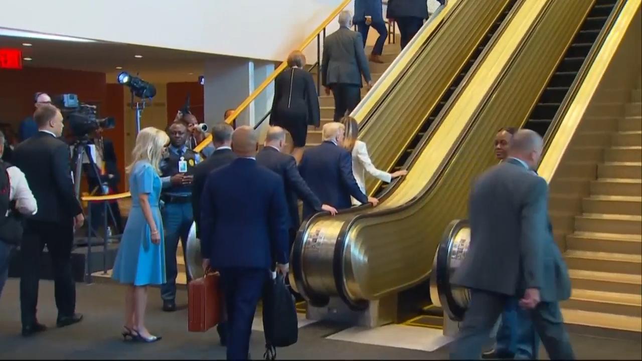 A halted escalator and teleprompter woes — Trump’s UN visit gets a shaky start