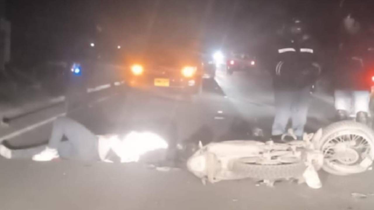 Accidente en la vía Perimetral de Funza deja dos motocicletas involucradas