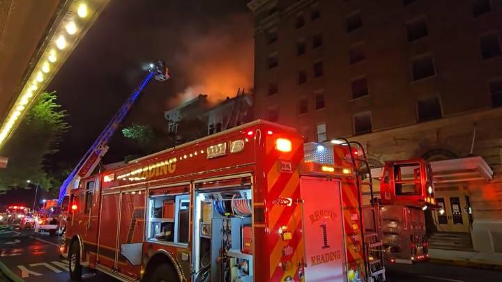 Firefighters battle apartment fire in Reading