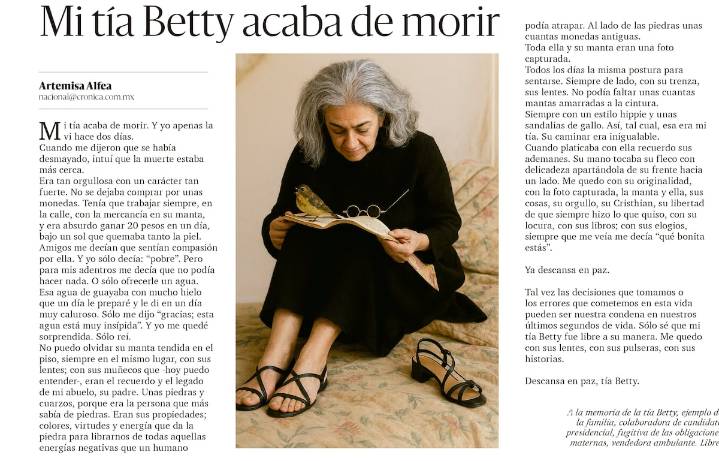 Mi tía Betty acaba de morir