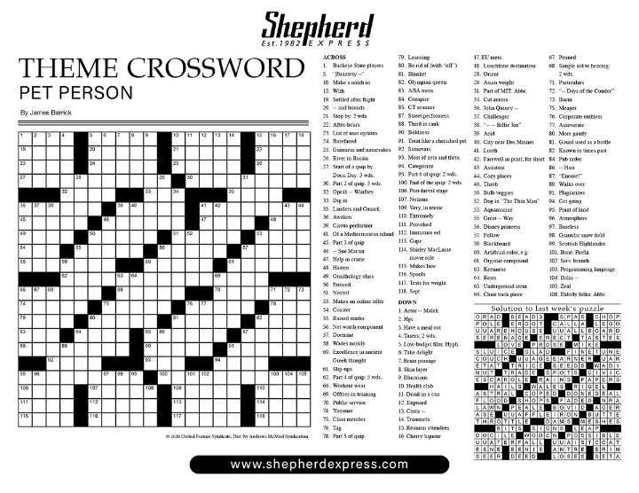 Shepherd Express Crossword: June 26, 2025