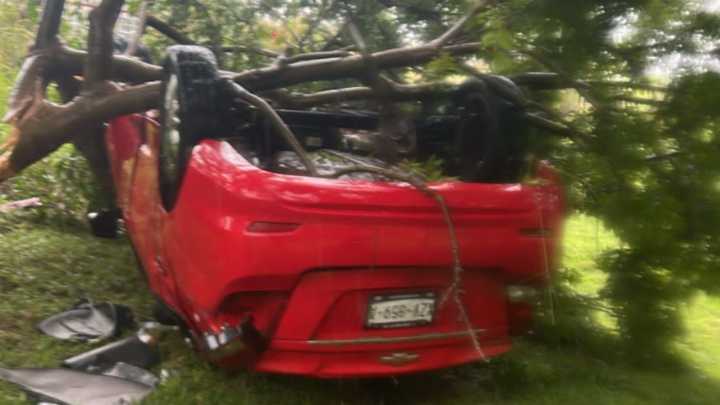 Automóvil Vuelca y se Estrella contra un Árbol en Isla, Veracruz; Hay una Mujer Fallecida