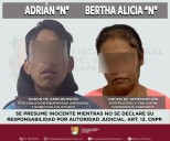 ADRIÁN “N”, BERTHA ALICIA “N” APREHENDIDOS PROS POR LA AIC