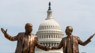 Epstein-Trump statue taken down in DC despite reported permit through Sunday