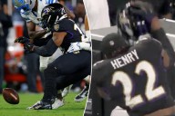 Ravens' Derrick Henry slams helmet as fumble problems continue