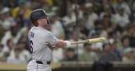 Rookie Crim homers for his 1st MLB hit as the Rockies beat the Padres 4