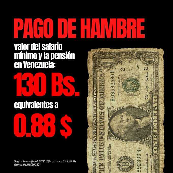 Provea: Salario mínimo equivale a 0,88 dólares al mes. “Un pago de hambre”