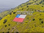 La Calera refuerza tradiciones instalando bandera chilena gigante en cerro La Melonita