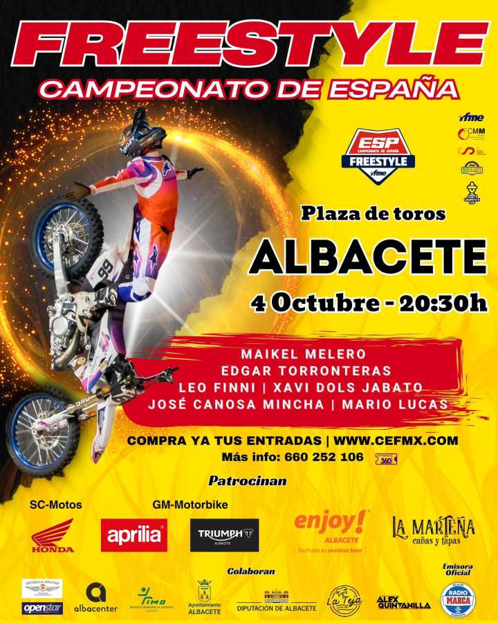 El sábado se realizará el Freestyle Motocross en Albacete con la presencia de Edgar Torronteras, Mario Lucas y Leo Finni