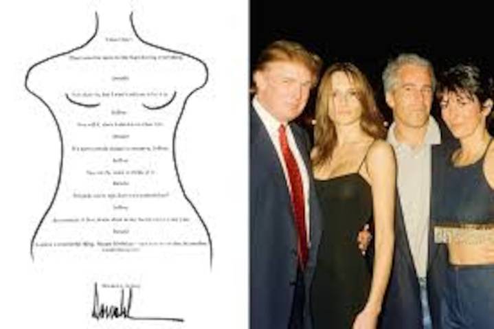 Publican dibujo de mujer desnuda que supuestamente Trump le regaló al pederasta Epstein de cumpleaños