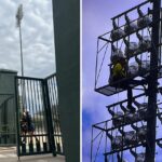 Rescue crews called to help injured worker stuck on light pole at East Valley baseball stadium