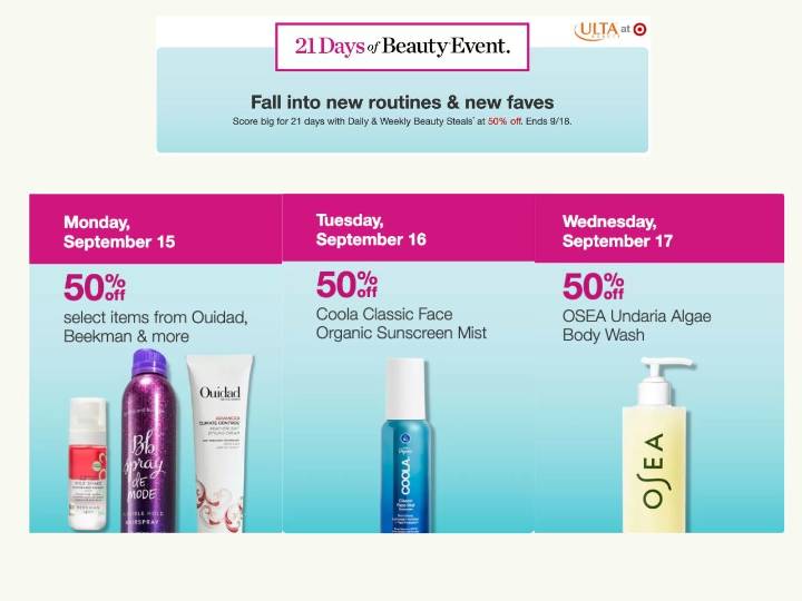 Ulta's 21 Days of Beauty at Target ends Sept. 18! Save on Clinique, Urban Decay and more