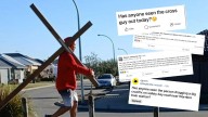 Residents baffled after sightings of man carrying 7ft cross down Rockingham and Baldivis streets