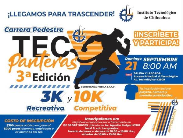 Invitan a la tercera edición de la carrera pedestre Tec Panteras