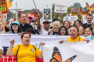 Hundreds gather to pray, march and protest Trump 'blitz'