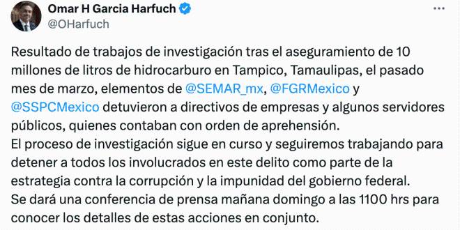 SEMAR, EN COORDINACIÓN CON FGR Y SSPC REALIZAN DETENCIÓN DE DIRECTIVOS DE EMPRESAS Y SERVIDORES PÚBLICOS RELACIONADOS CON MERCADO ILÍCITO DE COMBUSTIBLE