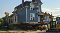 140-year-old Moen House moving across Main Street in Stevens Point