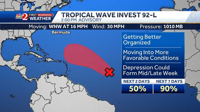 Invest 92-L: Tropical depression could form in the Atlantic