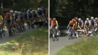 Un manifestante propalestino causa la caída del ciclista Javier Romo en la Vuelta a España